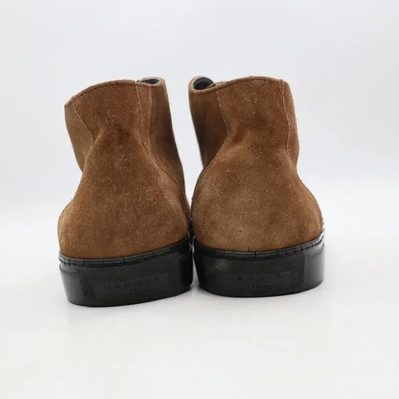 Harrys of London Mid Top Brown Suede Leather Men's EU 43.5 Casual Shoes Italy - Picture 5 of 11